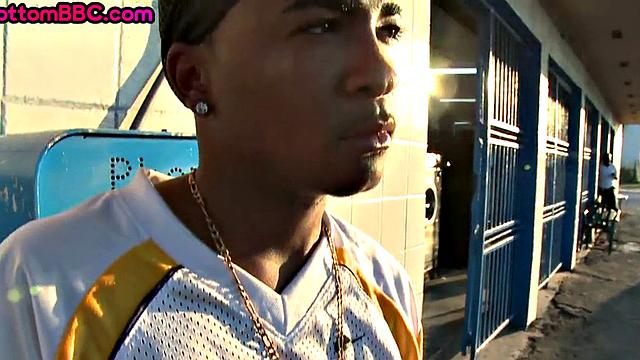 Nubian picked up public fucked outdoor by white top