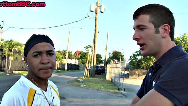 Nubian picked up public fucked outdoor by white top