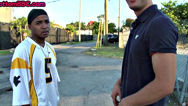 Nubian picked up public fucked outdoor by white top