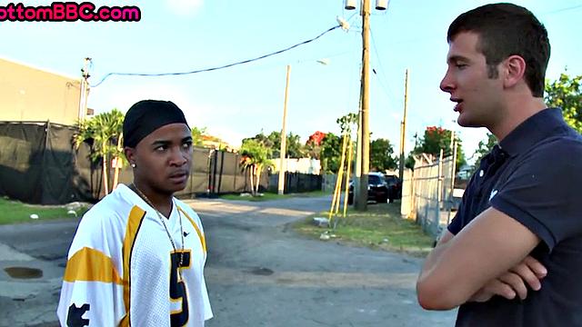 Nubian picked up public fucked outdoor by white top