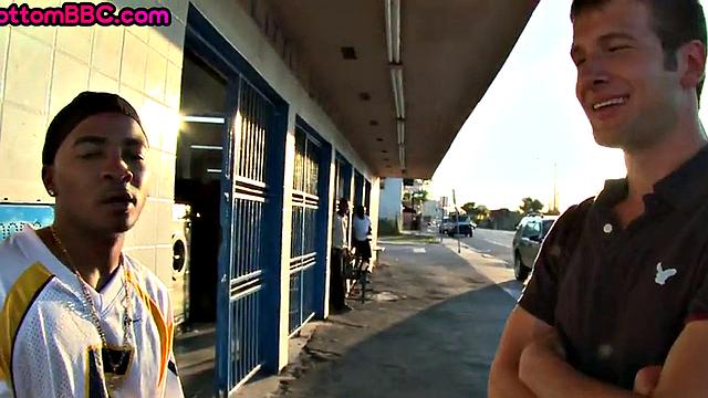 Nubian picked up public fucked outdoor by white top