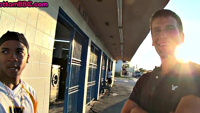 Nubian picked up public fucked outdoor by white top