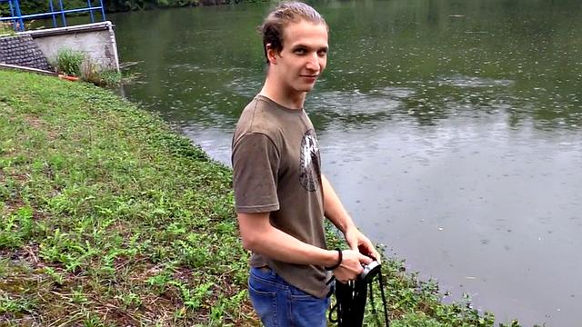 Deepthroating Euro twink fucked outdoors in public POV