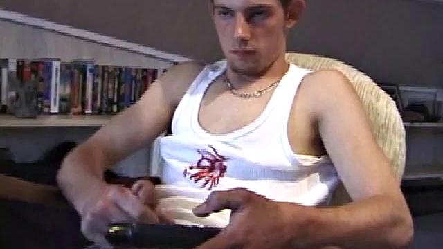 Skater punk Vince O'Neil strolls in after a long day of skating hard. He was hoping to pick up some chicks at the park, but comes back empty handed. So, he puts his hand to work, and with a little help from his friend, out pops a big cum load.