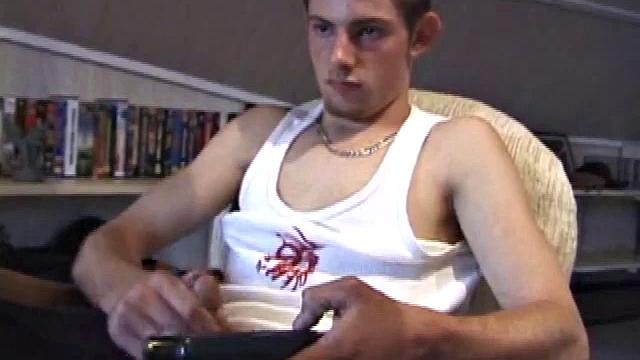 Skater punk Vince O'Neil strolls in after a long day of skating hard. He was hoping to pick up some chicks at the park, but comes back empty handed. So, he puts his hand to work, and with a little help from his friend, out pops a big cum load.