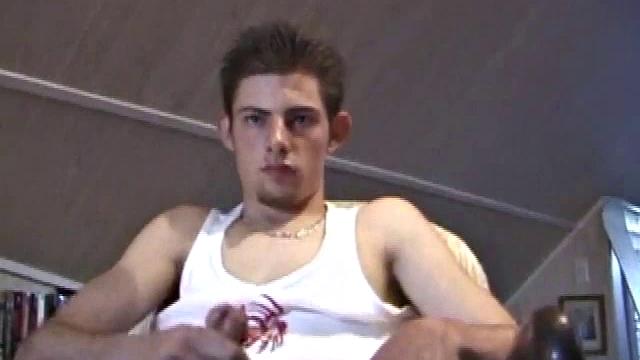 Skater punk Vince O'Neil strolls in after a long day of skating hard. He was hoping to pick up some chicks at the park, but comes back empty handed. So, he puts his hand to work, and with a little help from his friend, out pops a big cum load.