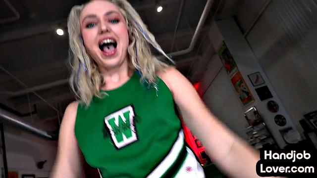 Hot babe gives BF sensual handjob