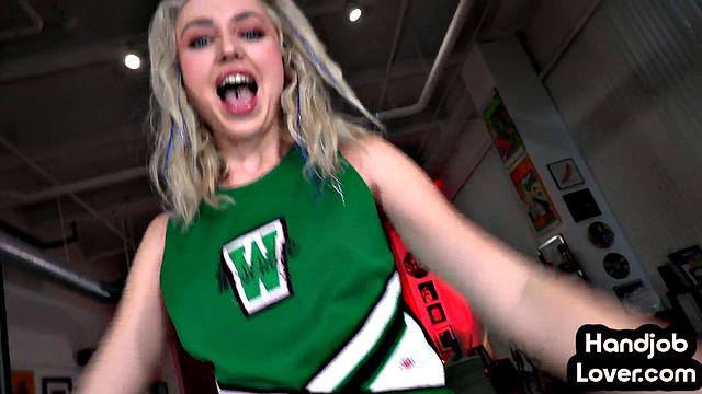 Hot babe gives BF sensual handjob