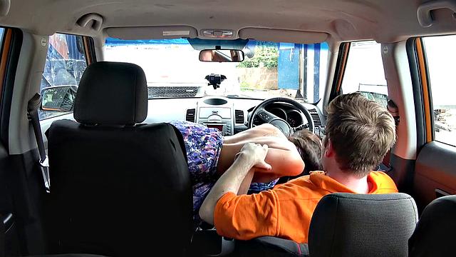 Cheating wife has intense orgasms while getting pounded in doggystyle in car