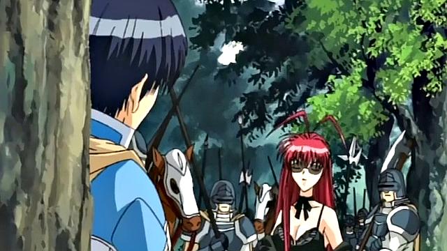 В шатре генерал смачивает большие сиськи и жёстко трахается перед битвой с демонами в замке Фантазия.