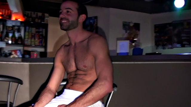 Amateur hairy gay stripper gets fucked in gay club