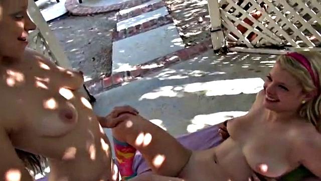 Naughty outdoor lesbo fun teens get dirty