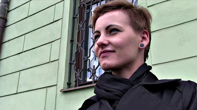 Short haired woman bangs stranger for cash in his car