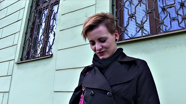 Short haired woman bangs stranger for cash in his car