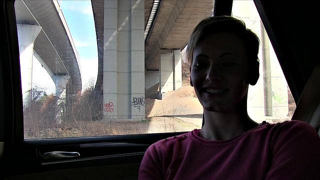 Short haired woman bangs stranger for cash in his car