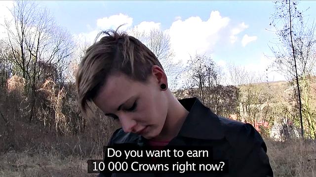 Short haired woman bangs stranger for cash in his car