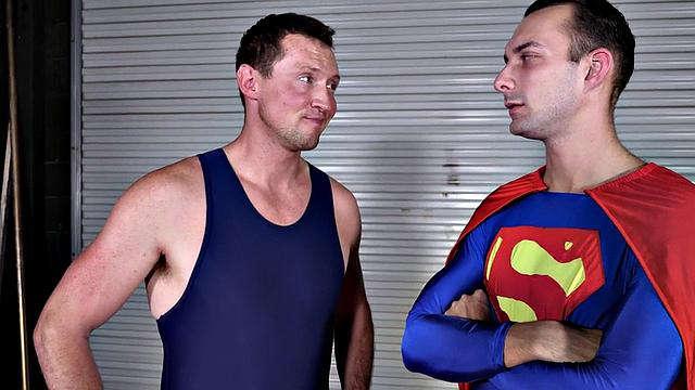 Cosplay wrestler assfucked and jizzed by jock