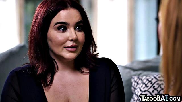 Busty lesbians licking each other