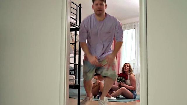 Stunning babes banged by hotel boss