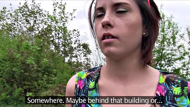 Student with big tits fucked in park