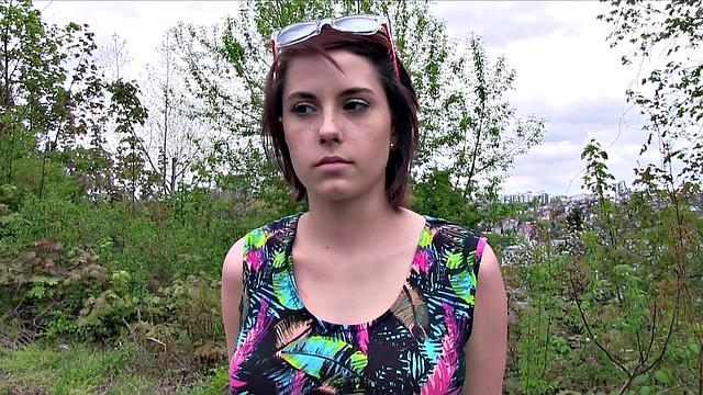 Student with big tits fucked in park