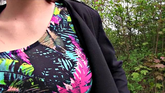 Student with big tits fucked in park