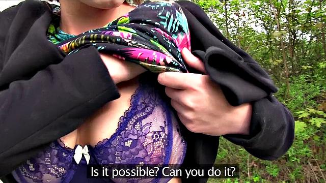 Student with big tits fucked in park