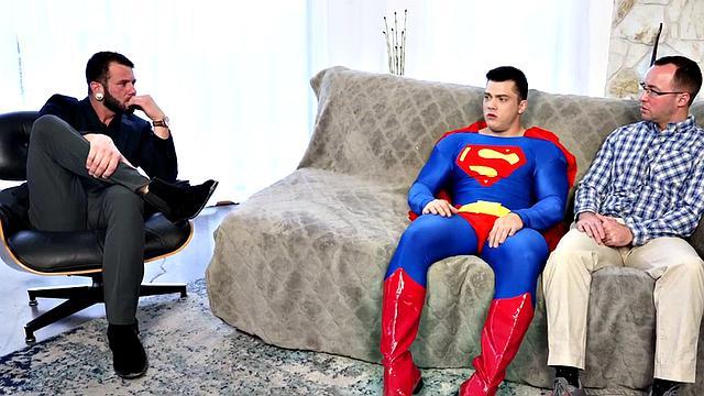 Creampied bottom in mesmerizing 3some with studs