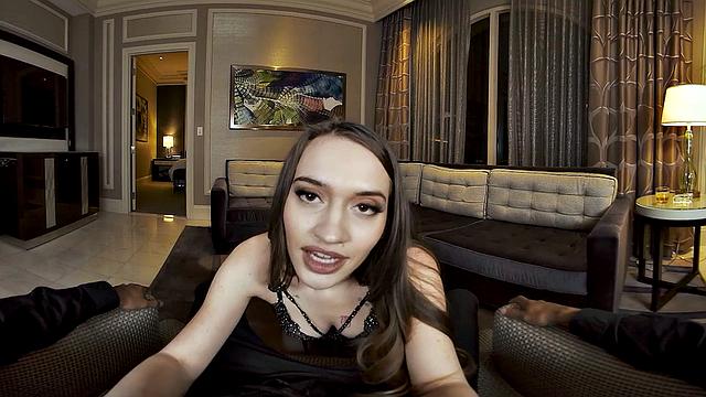 Petite hottie Sera Ryder shows up in sexy lingerie to get fucked by her client of the night