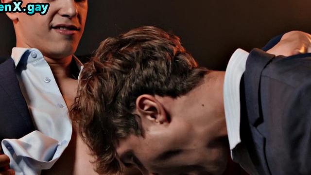 Manly twunk in suit fucks 21yo BF's asshole after BJ