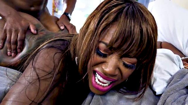 Watch this curvy ebony MILF with tattoos take BBC doggystyle and twerk her big booty