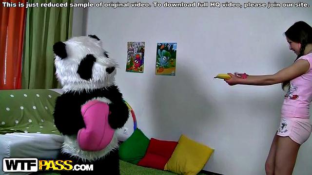 Girl sucks on a cumming dildo