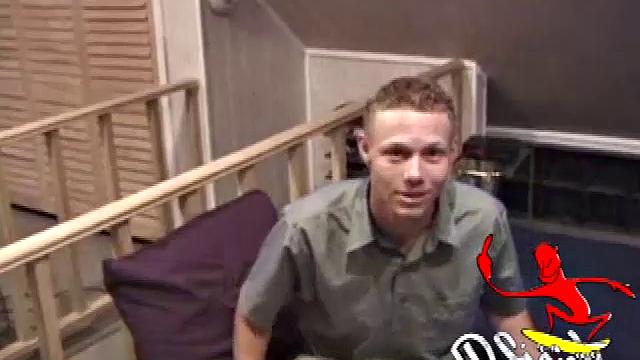 Justin strokes his cock and cums for the camera in a solo gay session