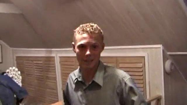 Justin strokes his cock and cums for the camera in a solo gay session