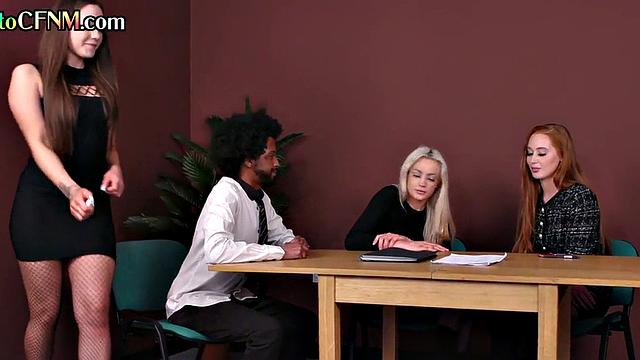 Office ladies jerking guy