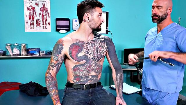 Fisting doctor fucks and fists jock in infirmary 3some