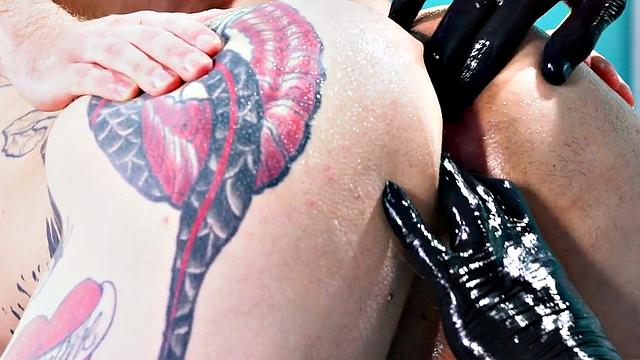 Fisting doctor fucks and fists jock in infirmary 3some