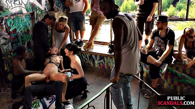 Slut humiliated in public