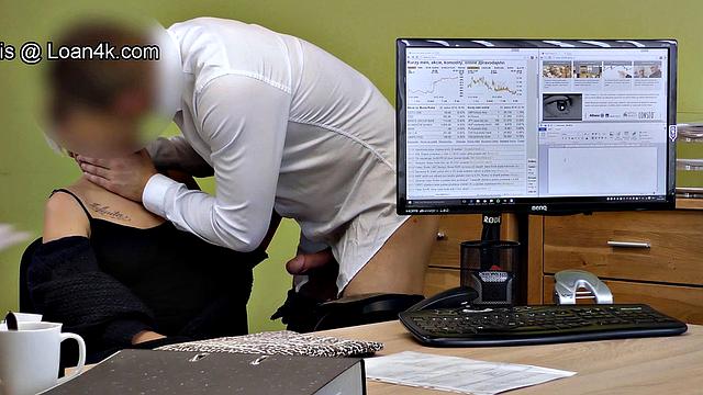 LOAN4K. Curvy chick got off while asking for a loan for her business