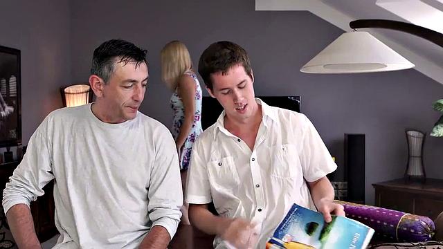 DADDY4K. Old man and comely blonde have anal sex near her BF