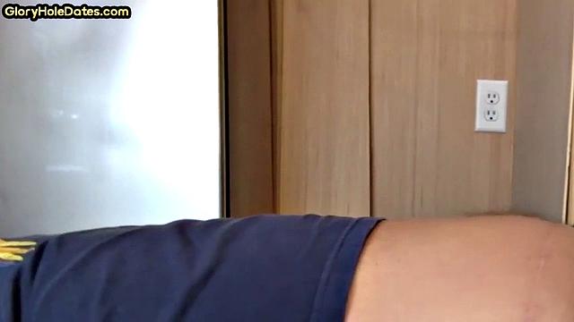 Moustache amateur doggystyled in gloryhole