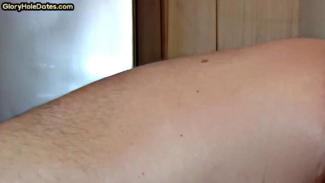 Moustache amateur doggystyled in gloryhole