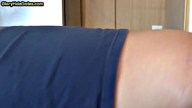 Moustache amateur doggystyled in gloryhole