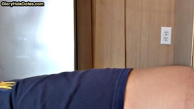 Moustache amateur doggystyled in gloryhole