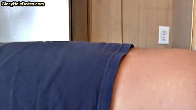 Moustache amateur doggystyled in gloryhole