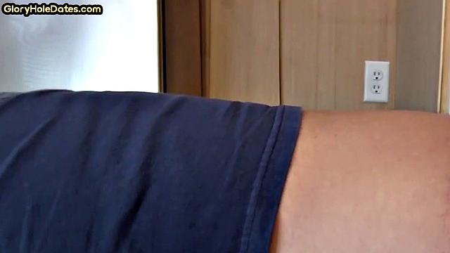 Moustache amateur doggystyled in gloryhole