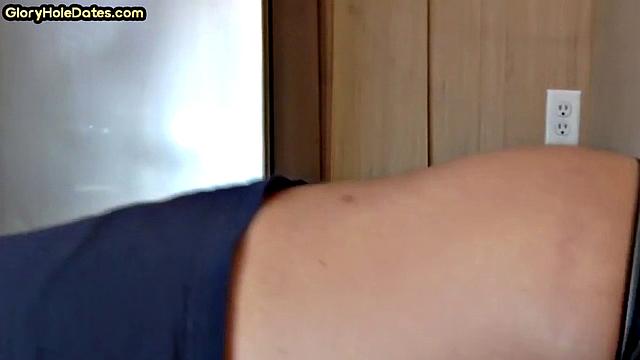 Moustache amateur doggystyled in gloryhole