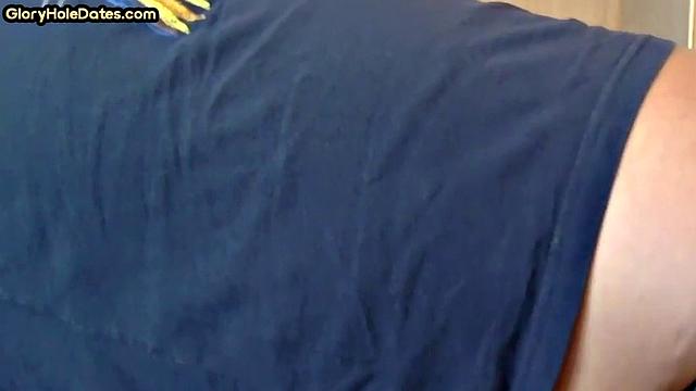 Moustache amateur doggystyled in gloryhole