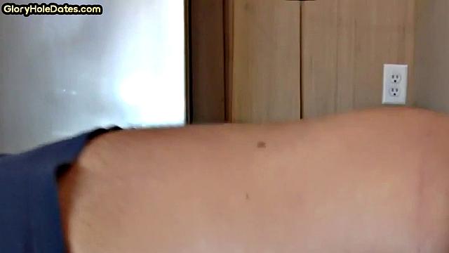 Moustache amateur doggystyled in gloryhole