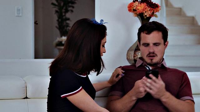 Dirty stepsis rides stepbrother after his dick is sucked